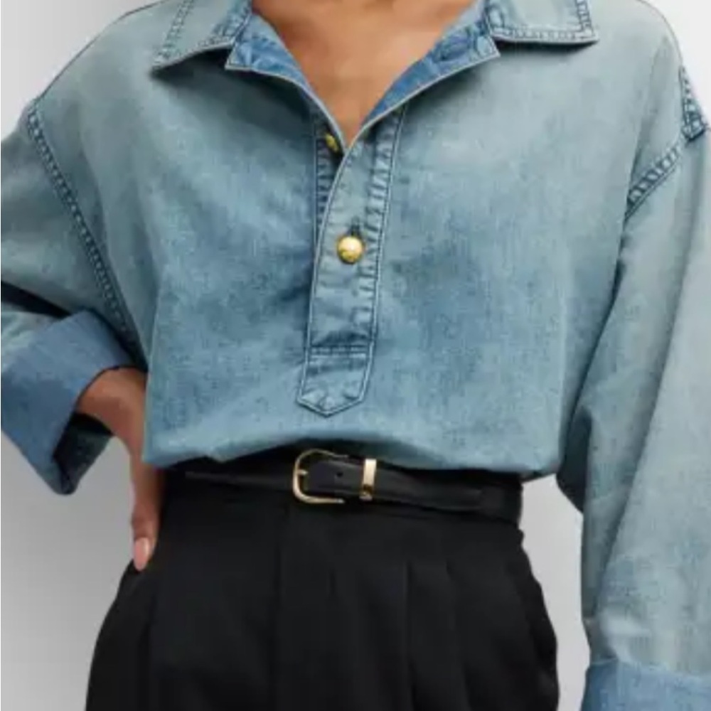 Nili Lotan Blue Denim Blouse